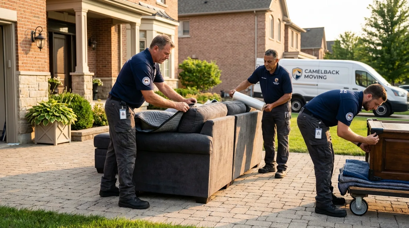 Large estate moving crew wrapping furniture in Fritch, TX