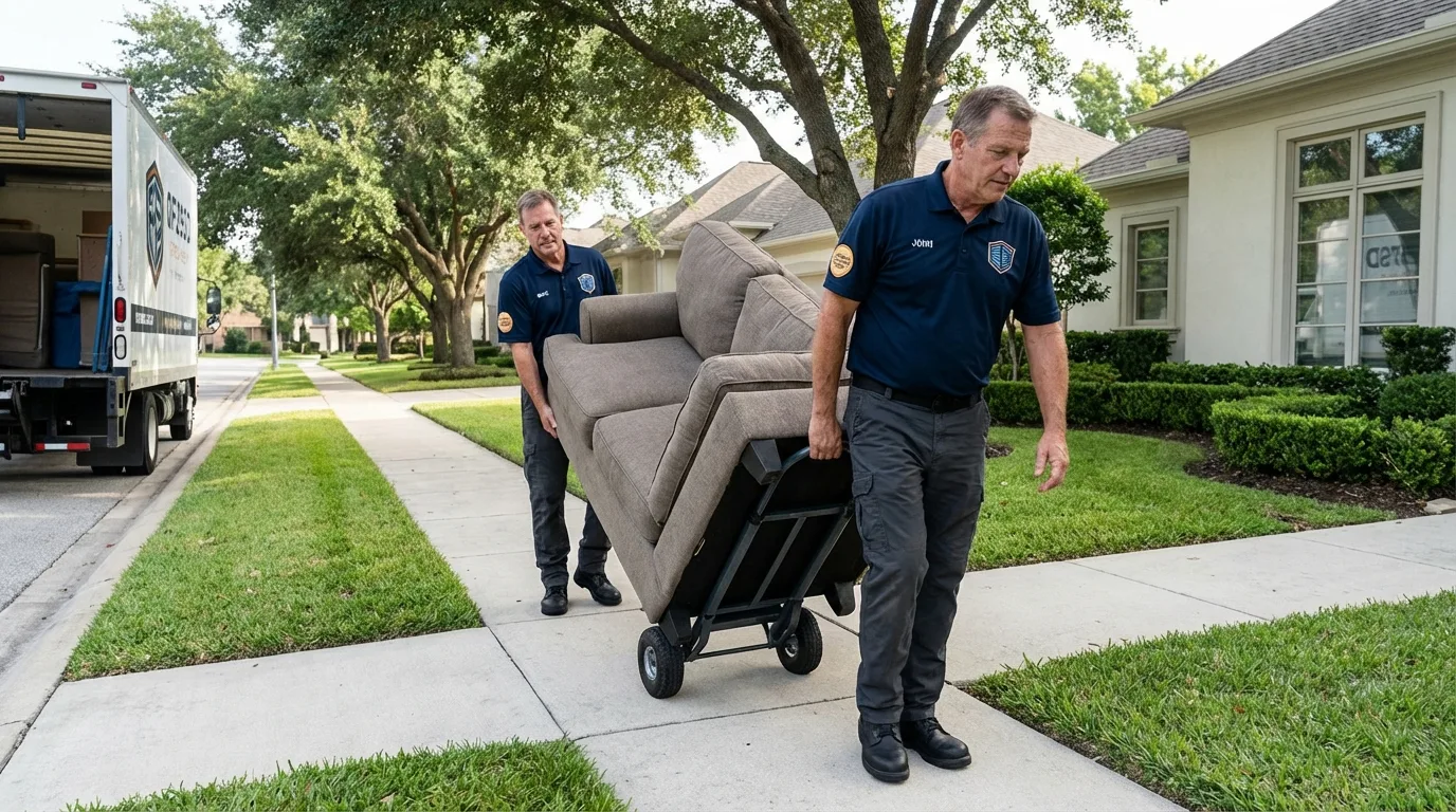 Local residential moving crew loading furniture in Fritch, TX